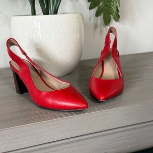 Banana Republic Red Pointed-Toe Slingback Block Heels